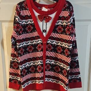 33 DEGREES YOUTH HOLIDAY SWEATER: RED/BLACK: NEW WITH TAGS: SIZE L (14/16)